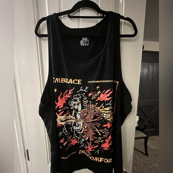 The Lift Box Other - The Liftbox Embrace Discomfort Black Graphic Tank Top with Samurai Design, 2XL